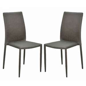 Enzi Dark Grey Fabric Dining Chairs In Pair - UK