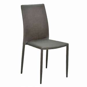 Enzi Fabric Dining Chair In Dark Grey - UK