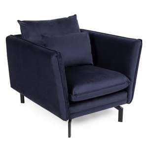 Edel Fabric 1 Seater Sofa With Black Metal Legs In Navy - UK