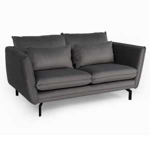 Edel Fabric 2 Seater Sofa In Grey With Black Metal Legs