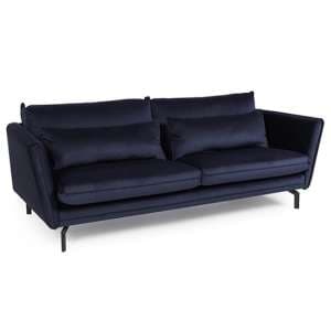 Edel Fabric 3 Seater Sofa With Black Metal Legs In Navy - UK