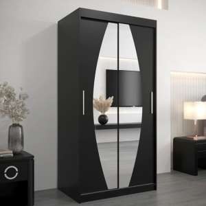 Eden Mirrored Wardrobe 2 Sliding Doors 100cm In Black - UK