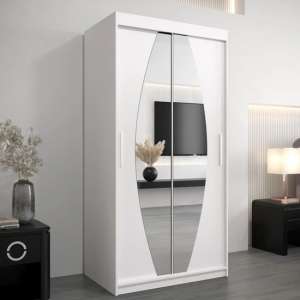 Eden Mirrored Wardrobe 2 Sliding Doors 100cm In White - UK