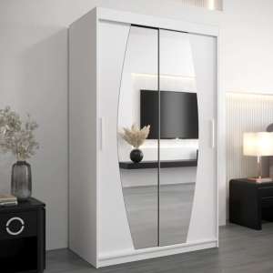 Eden Mirrored Wardrobe 2 Sliding Doors 120cm In White - UK