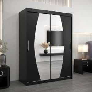Eden Mirrored Wardrobe 2 Sliding Doors 150cm In Black - UK
