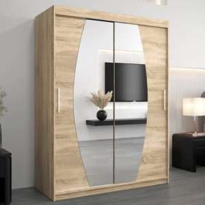 Eden Mirrored Wardrobe 2 Sliding Doors 150cm In Sonoma Oak - UK