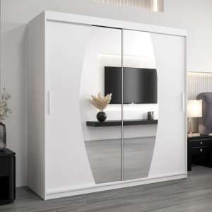 Eden Mirrored Wardrobe 2 Sliding Doors 200cm In White - UK