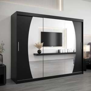 Eden Mirrored Wardrobe 3 Sliding Doors 250cm In Black - UK
