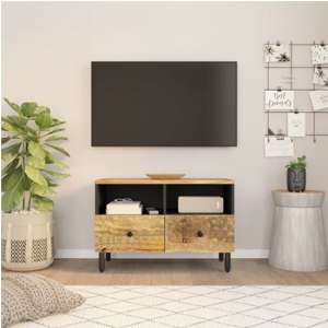 Eden Wooden TV Stand With 2 Shelves In Natural - UK
