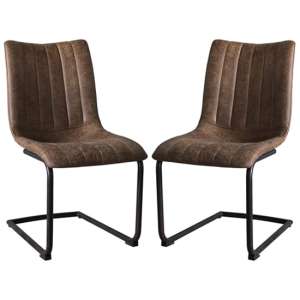 Edenton Brown Faux Leather Dining Chairs In A Pair - UK