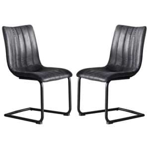Edenton Grey Faux Leather Dining Chairs In A Pair - UK
