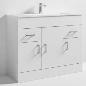 Edina 100cm Floor Vanity With Minimalist Basin In Gloss White - UK