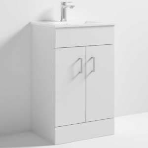 Edina 50cm Floor Vanity With Minimalist Basin In Gloss White - UK