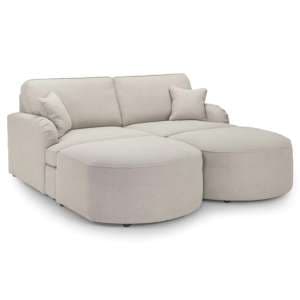 Ernie Fabric 3 Seater Sofa Bed In Beige - UK