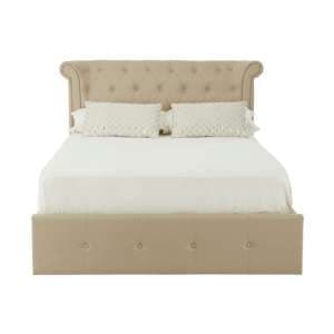Cujam Fabric Storage Ottoman Double Bed In Beige - UK