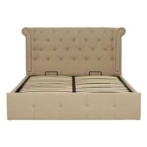 Cujam Fabric Storage Ottoman King Size Bed In Beige