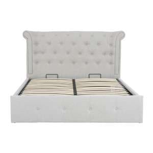 Cujam Fabric Storage Ottoman King Size Bed In Light Grey - UK