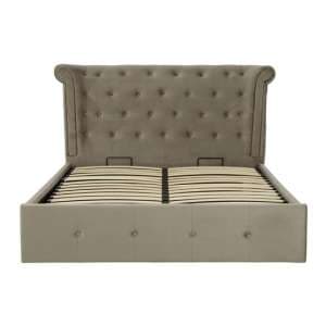 Cujam Velvet Storage Ottoman King Size Bed In Grey - UK