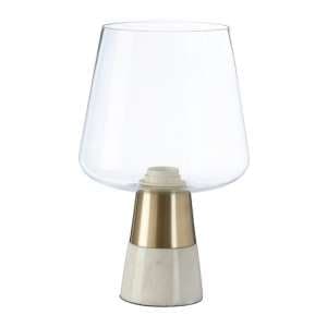 Edisot Glass Shade Table Lamp With Iron And Marble Base