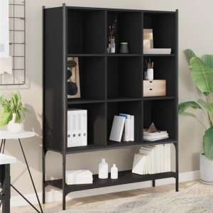 Edisto Wooden Bookcase With 9 Shelves In Black - UK