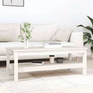 Edita Pine Wood Coffee Table With Undershelf In White