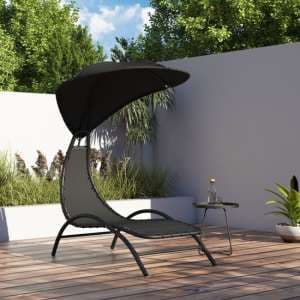 Ediva Steel Sun Lounger With Black Fabric Canopy - UK