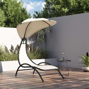Ediva Steel Sun Lounger With Cream Fabric Canopy - UK