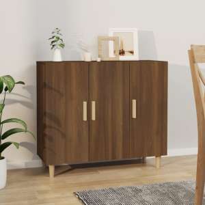 Ediva Wooden Sideboard With 3 Doors In Brown Oak - UK
