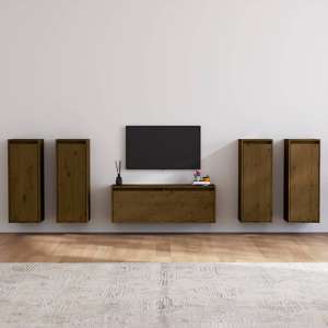 Edsel Solid Pinewood Entertainment Unit In Honey Brown - UK