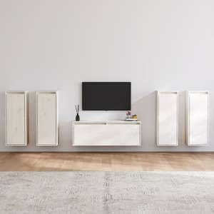 Edsel Solid Pinewood Entertainment Unit In White - UK