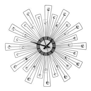 Efroya Spoke Design Wall Clock In Black And Silver