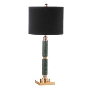 Eilat Black Linen Shade Table Lamp With Green Marble Base - UK
