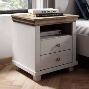 Eilat Wooden Bedside Cabinet With 2 Drawers In Abisko Ash - UK