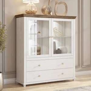 Eilat Wooden Display Cabinet 2 Doors In Abisko Ash With LED - UK