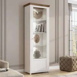 Eilat Wooden Tall Display Cabinet Right In Abisko Ash And LED - UK