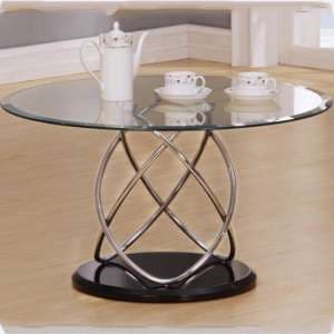 Einav Clear Glass Coffee Table Round With Black High Gloss Base