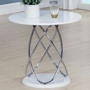 Einav High Gloss Lamp Table Round In White - UK