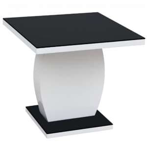 Eira Black Glass Lamp Table Rectangular With White Gloss Base - UK