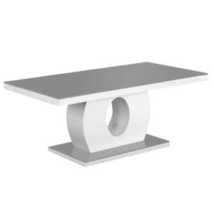 Eira Grey Glass Coffee Table Rectangular With White Gloss Base - UK