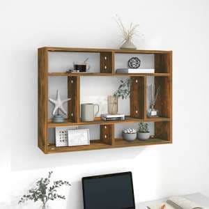 Eissa Rectangular Wooden Wall Shelf In Smoked Oak - UK