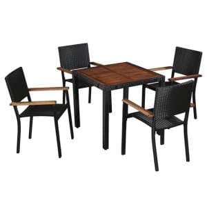 Ekani Outdoor 5 Piece Poly Rattan Dining Set In Brown And Black - UK