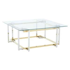 Elaina Clear Glass Coffee Table With Stainless Steel Base