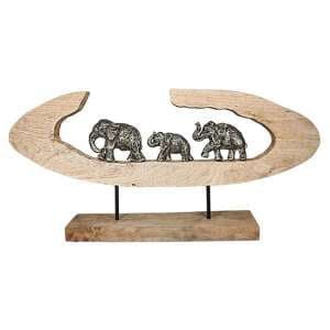 Elephant Family Aluminium Sculpture In Bronze With Wooden Frame