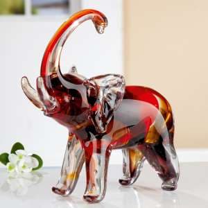Elephant Glass Design Sculpture In Red