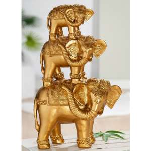 Elephant Polyresin Sculpture In Gold - UK