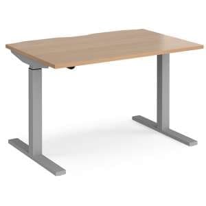 Elev 1200mm Electric Height Adjustable Desk In Beech And Silver - UK