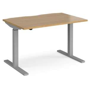 Elev 1200mm Electric Height Adjustable Desk In Oak And Silver - UK