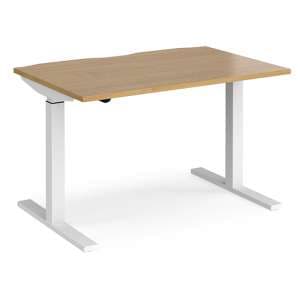 Elev 1200mm Electric Height Adjustable Desk In Oak And White - UK