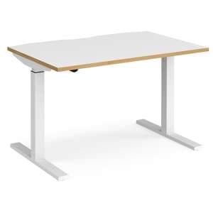 Elev 1200mm Electric Height Adjustable Desk In White And Oak - UK