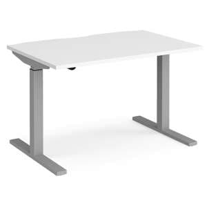Elev 1200mm Electric Height Adjustable Desk In White And Silver - UK